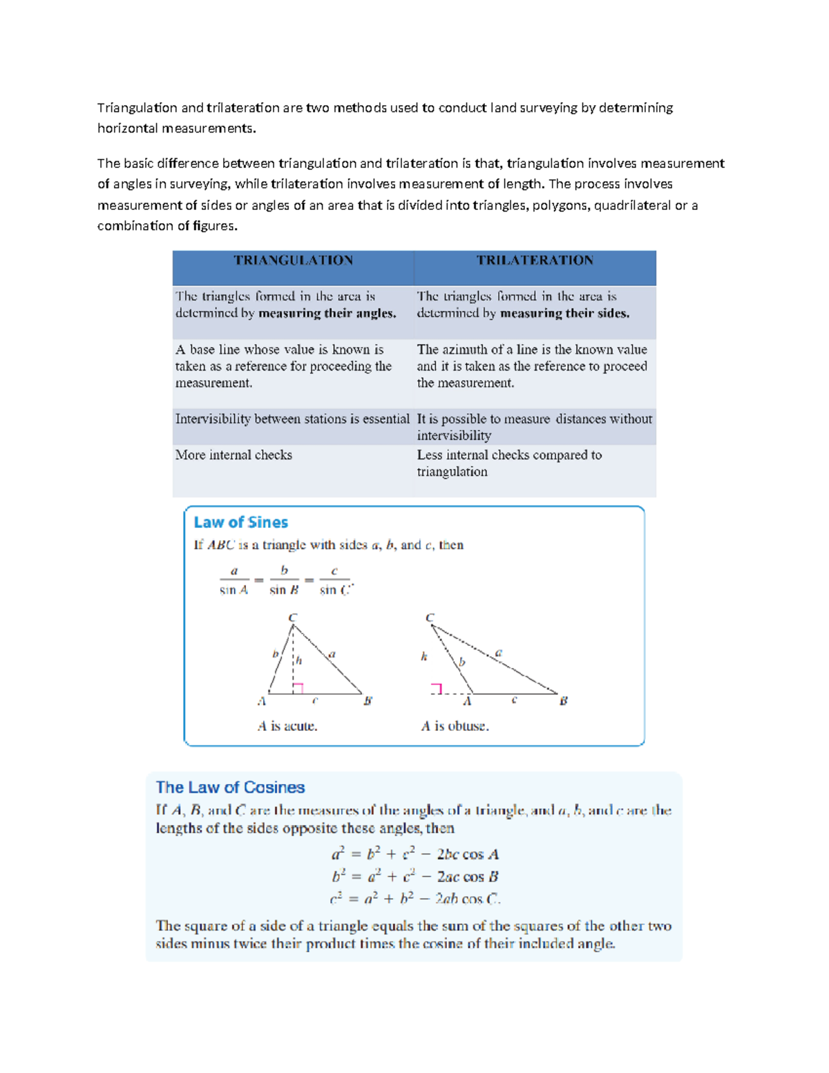 Complete Study Notes on Triangulation and Trilateration Techniques ...