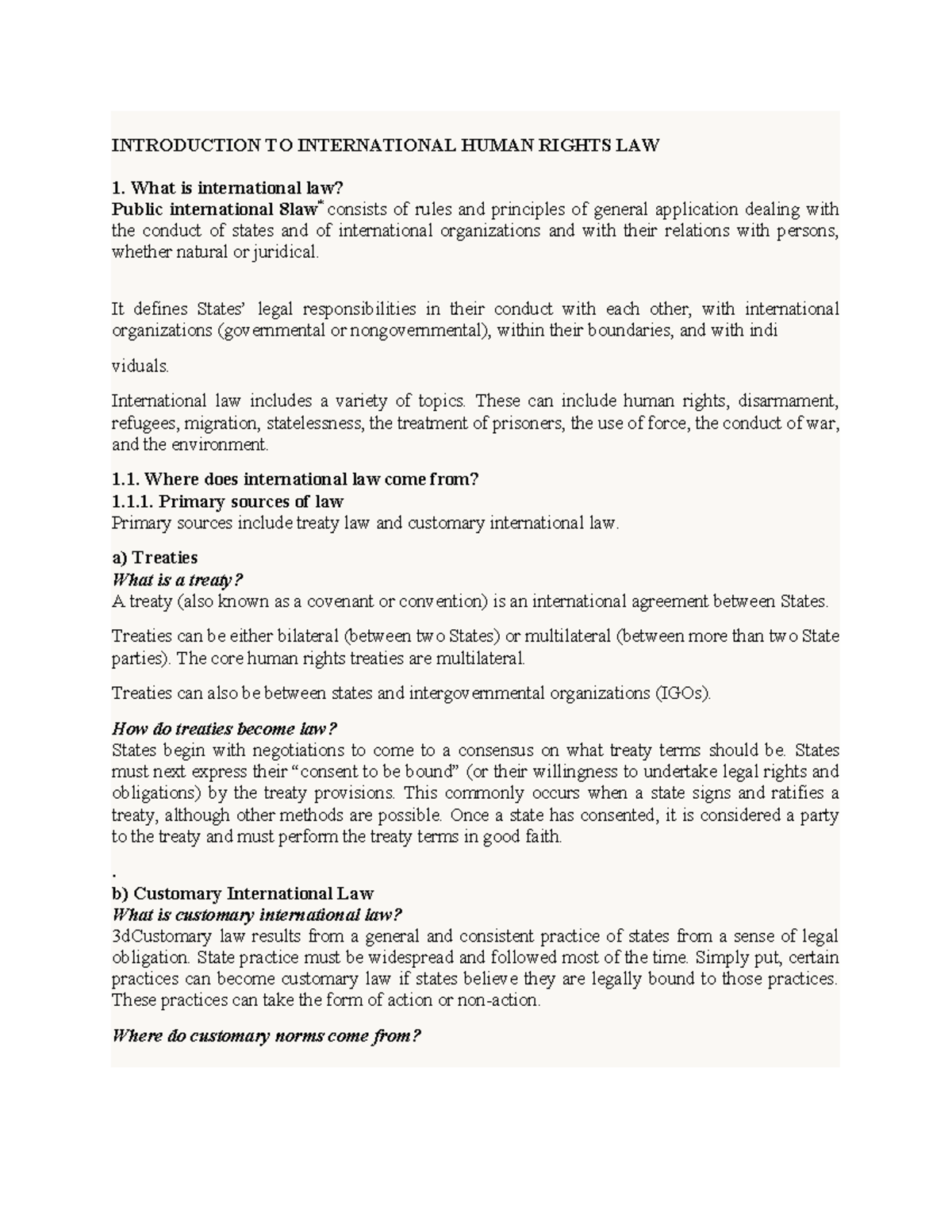 INTL 101: Intro to International Human Rights Law - Key Concepts and ...