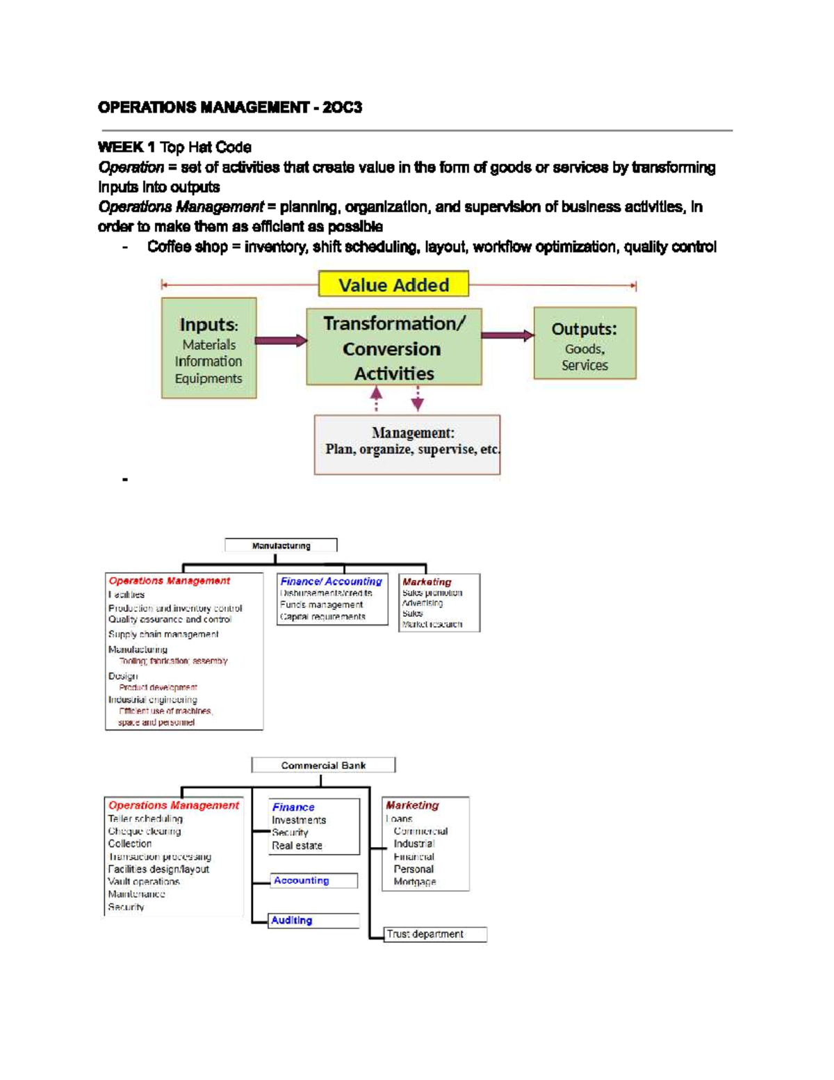 Operations Management 20C3 Week 1: Key Concepts and Process Analysis ...