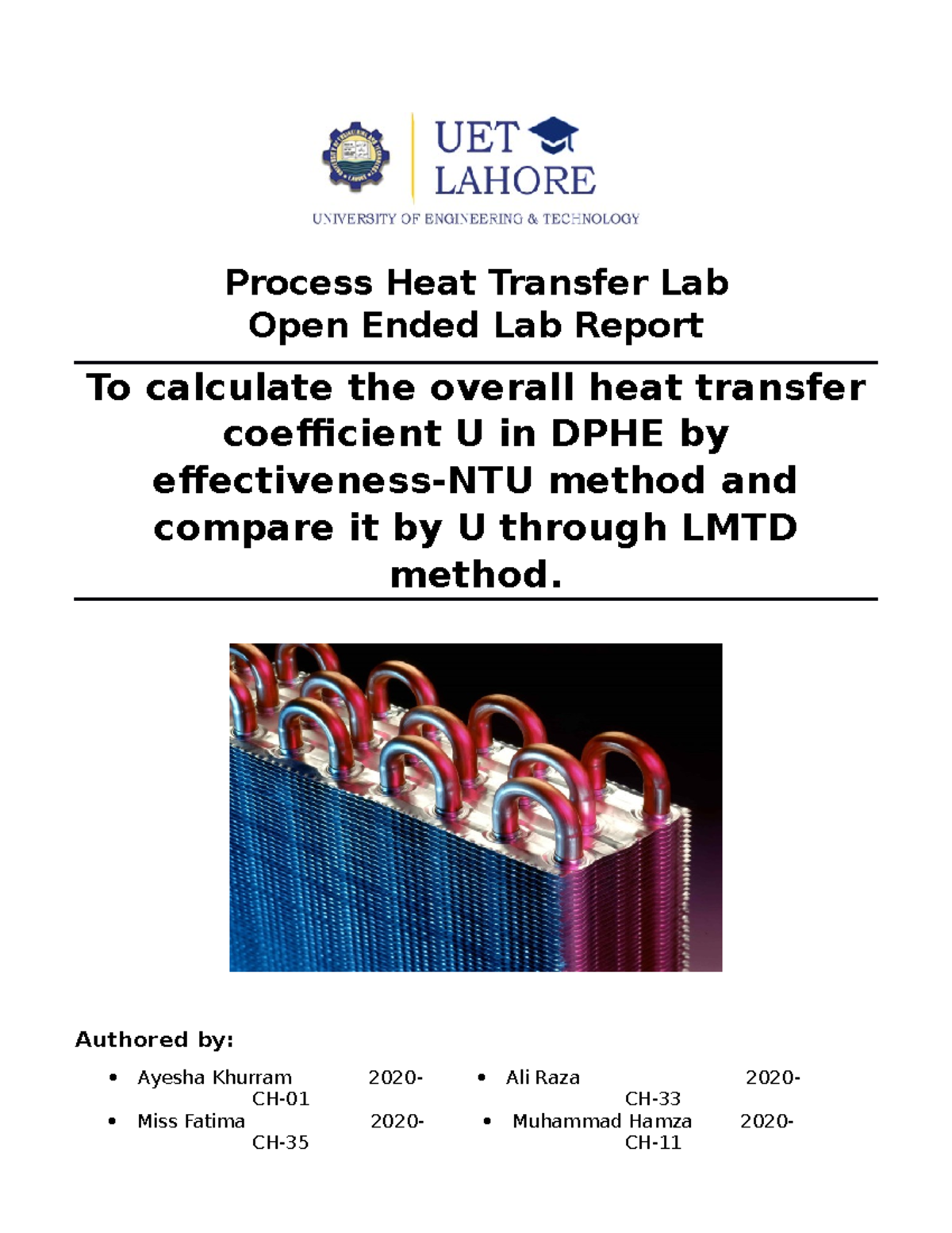 Double Pipe Heat Exchanger Lab Report: Comparing NTU and LMTD Methods ...