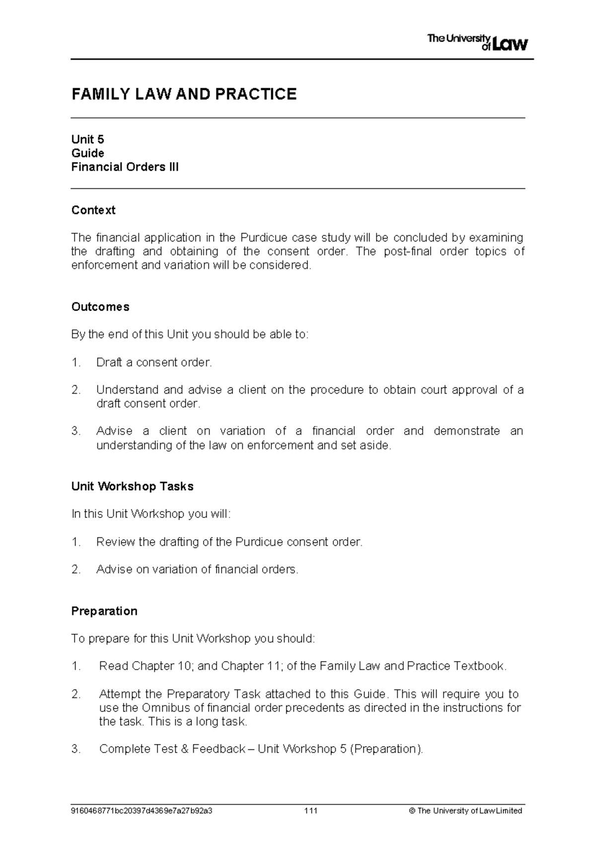 Unit 5 - Financial Orders III: Drafting & Variation Principles - Studocu