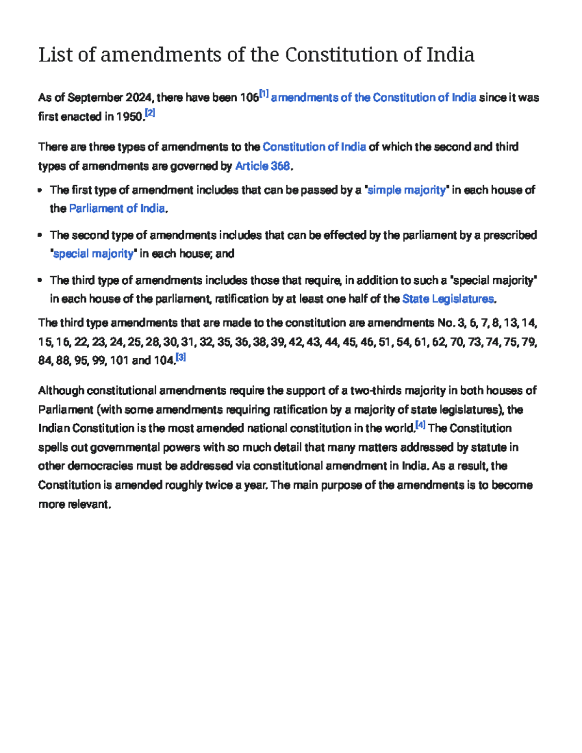 List of amendments of the Constitution of India - Wikipedia - List of ...