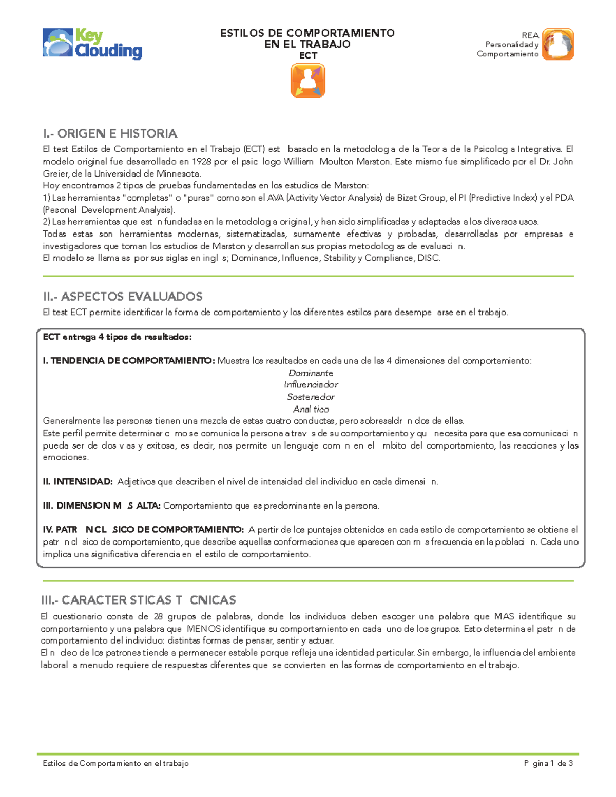 Estilos de Comportamiento en el Trabajo ECT: Análisis y Resultados - Document Preview