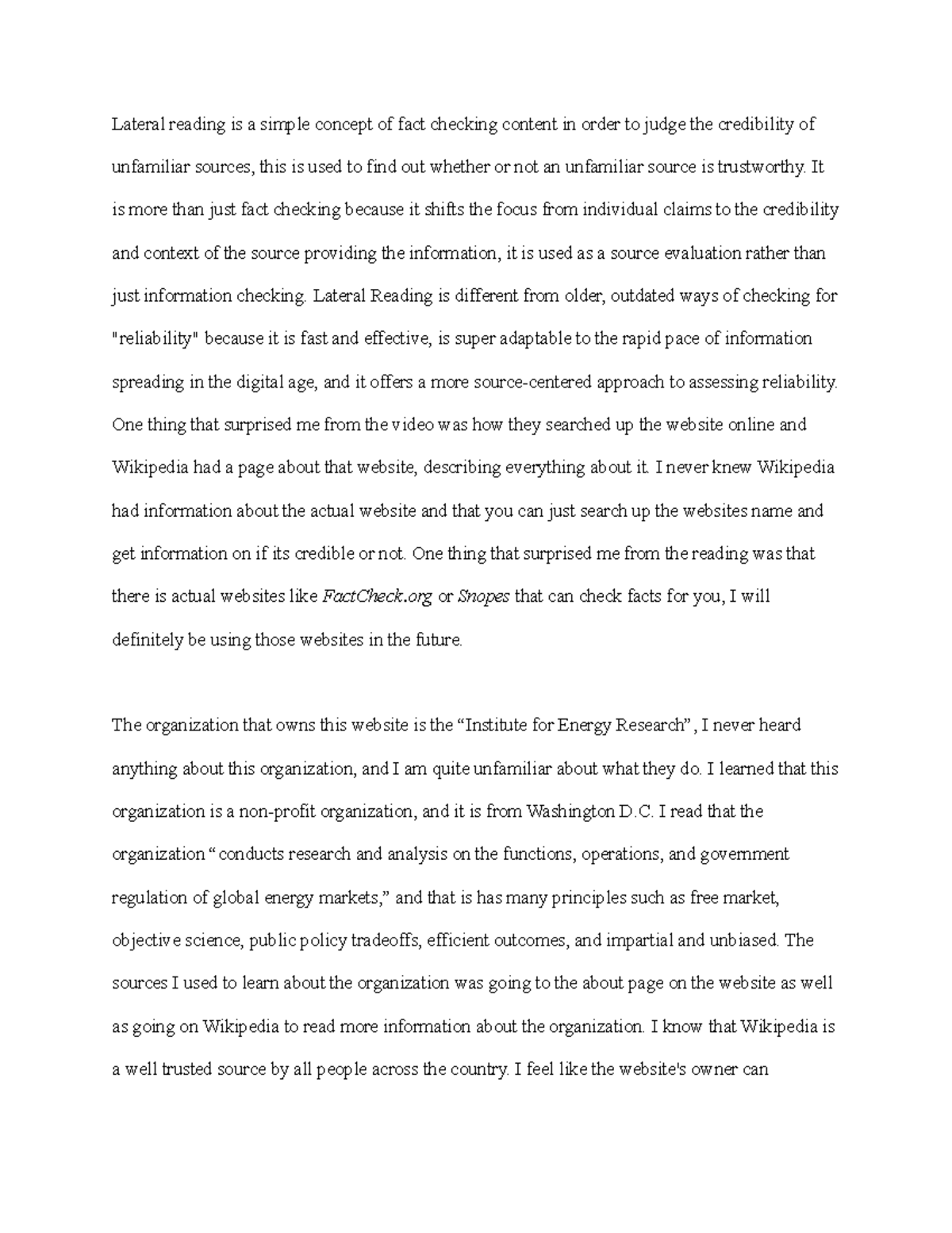 Lateral Reading Assignment: Evaluating Source Credibility - Studocu