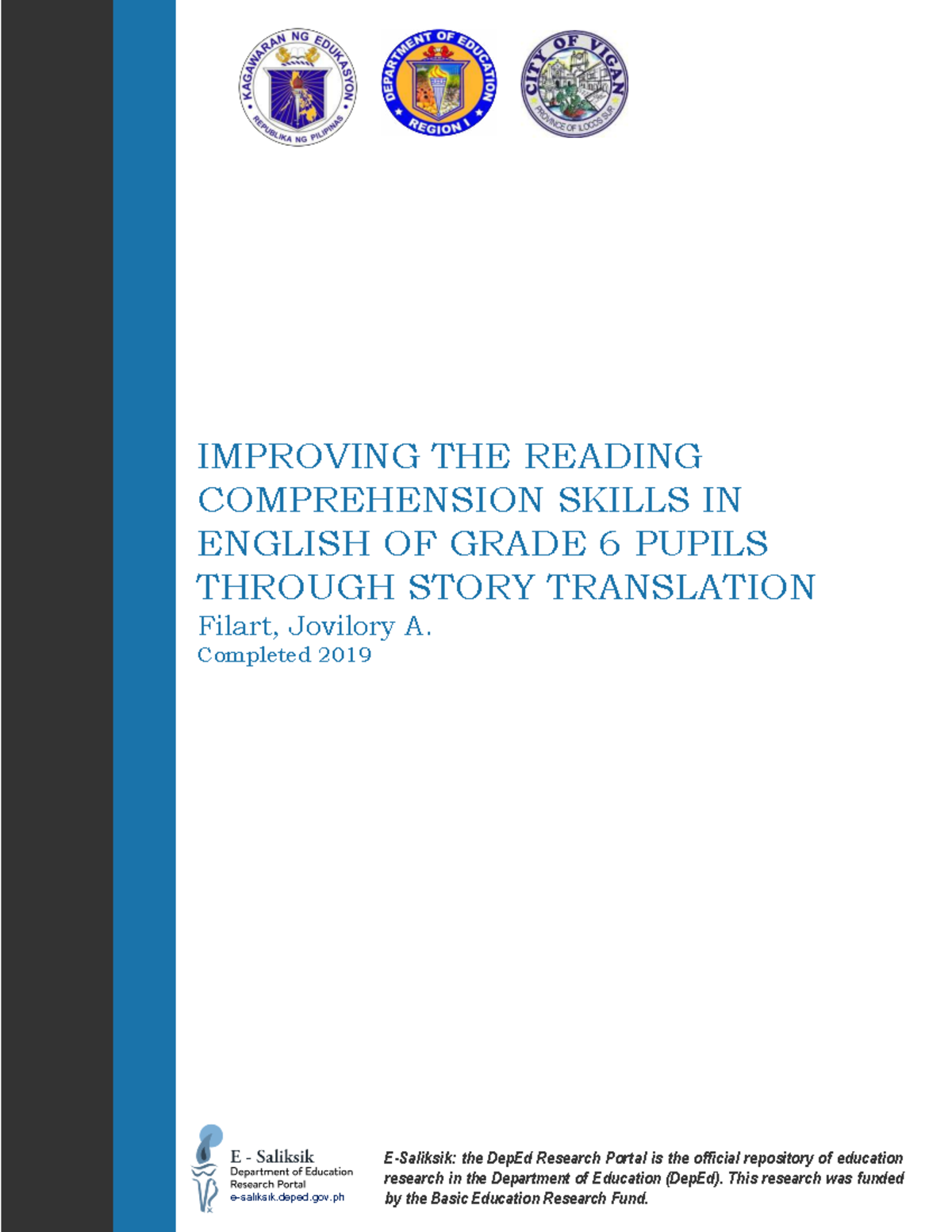 Π Improving Reading Comprehension in English for Grade 6 Pupils via ...