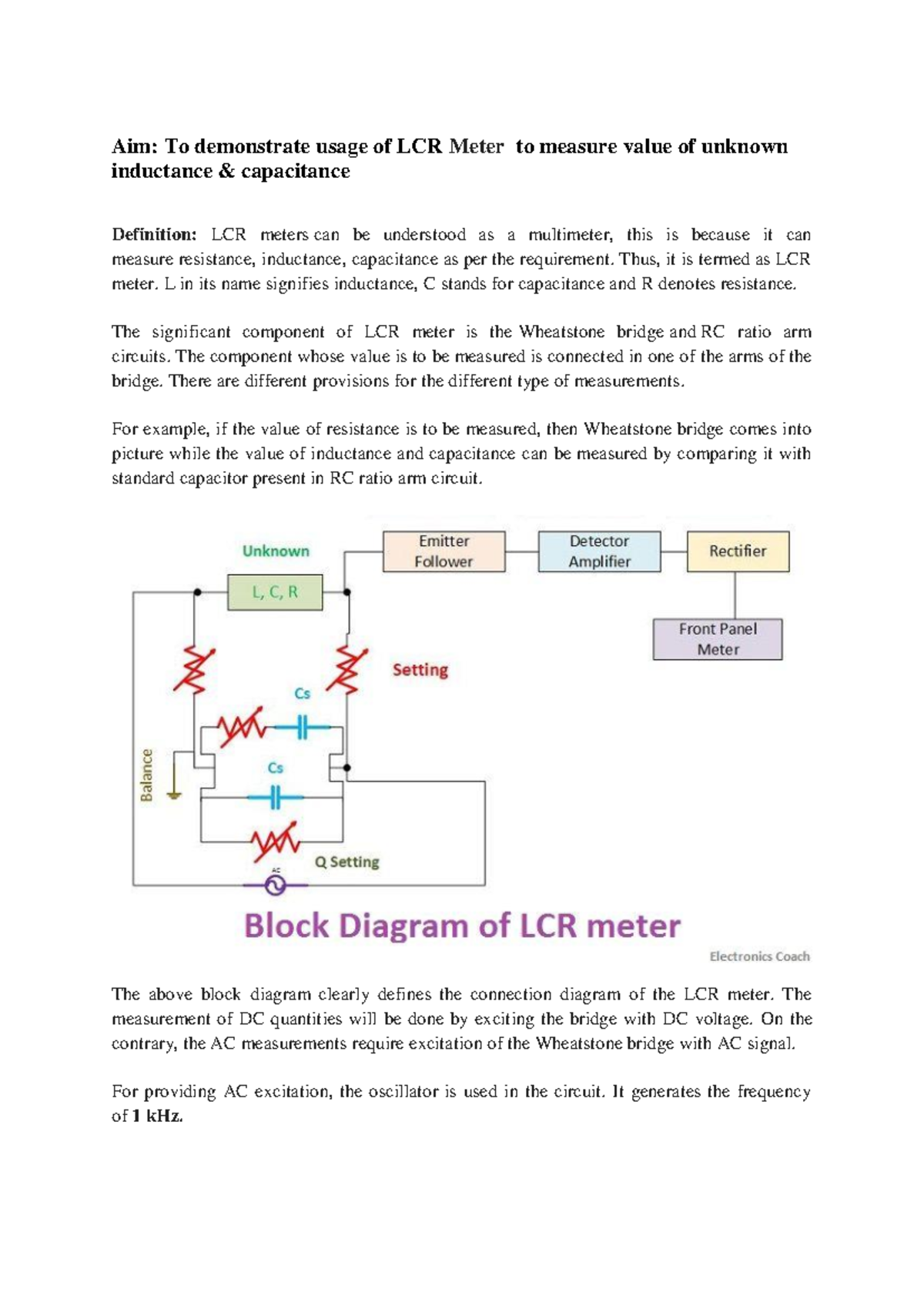 LCR - Practical Usage of LCR Meter for Inductance & Capacitance ...