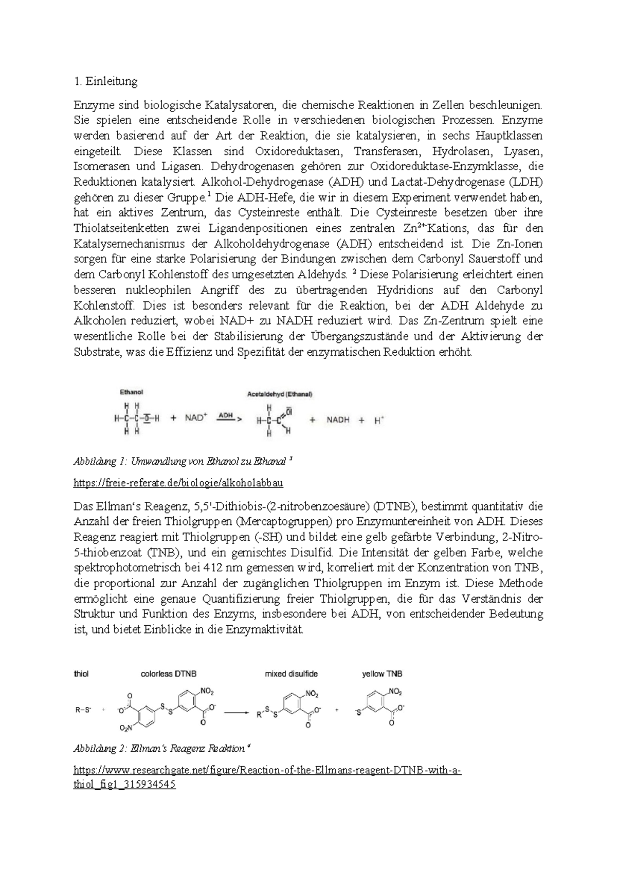 V2 Biochemie: Ellman-Assay für Alkoholdehydrogenase (ADH) - Studocu