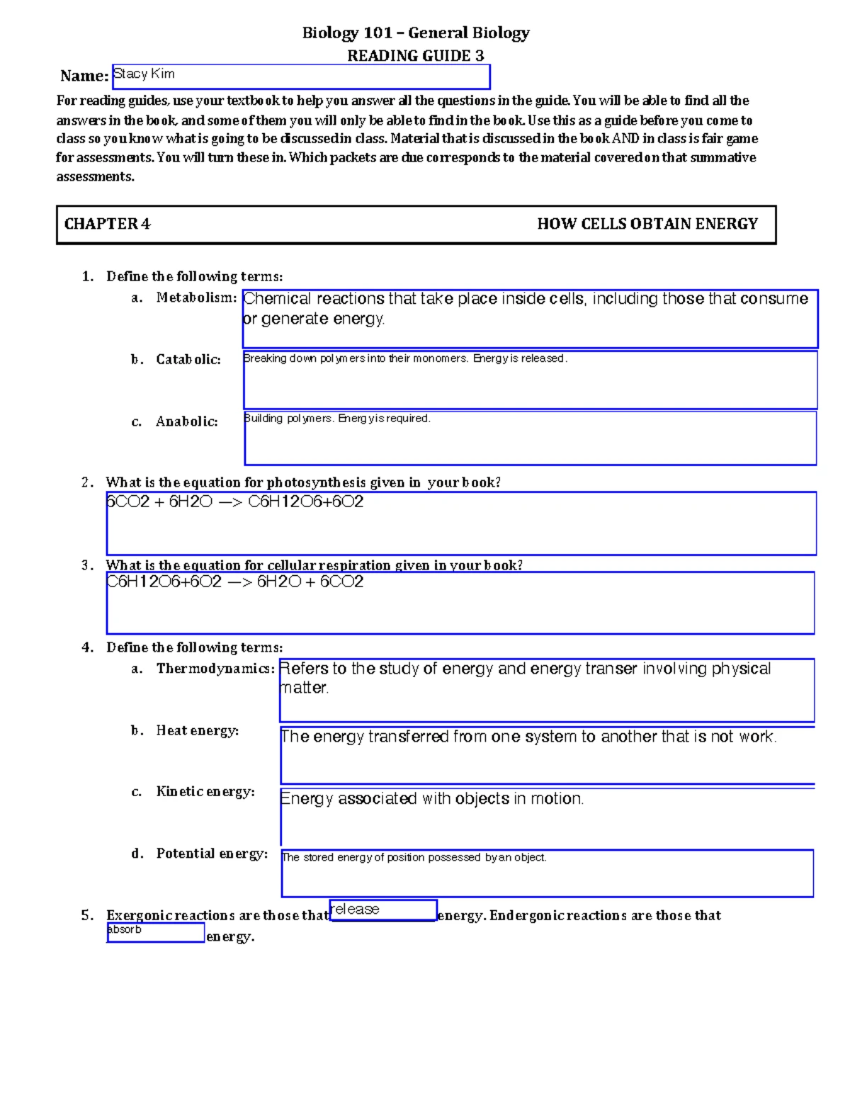 Biology 101 Reading Guide 5: Chapter 8 Patterns of Inheritance - Studocu