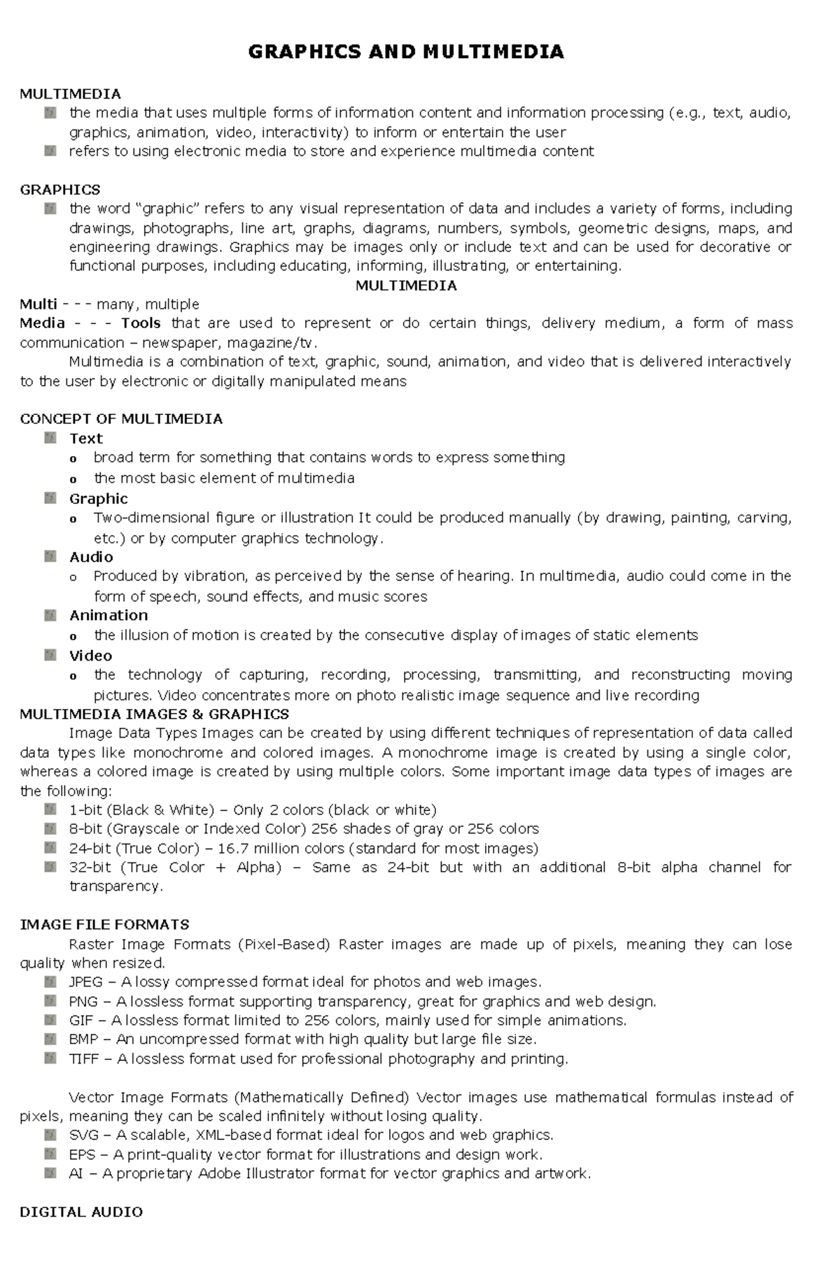 GEL 1 Midterm - Understanding Graphics and Multimedia Concepts - Studocu