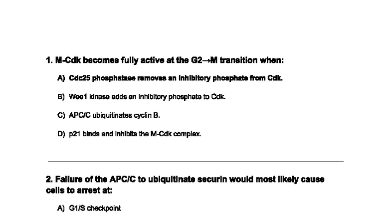 Cell Bio Test 4A Key - Exam 4 Mock Exam Study Guide - Studocu