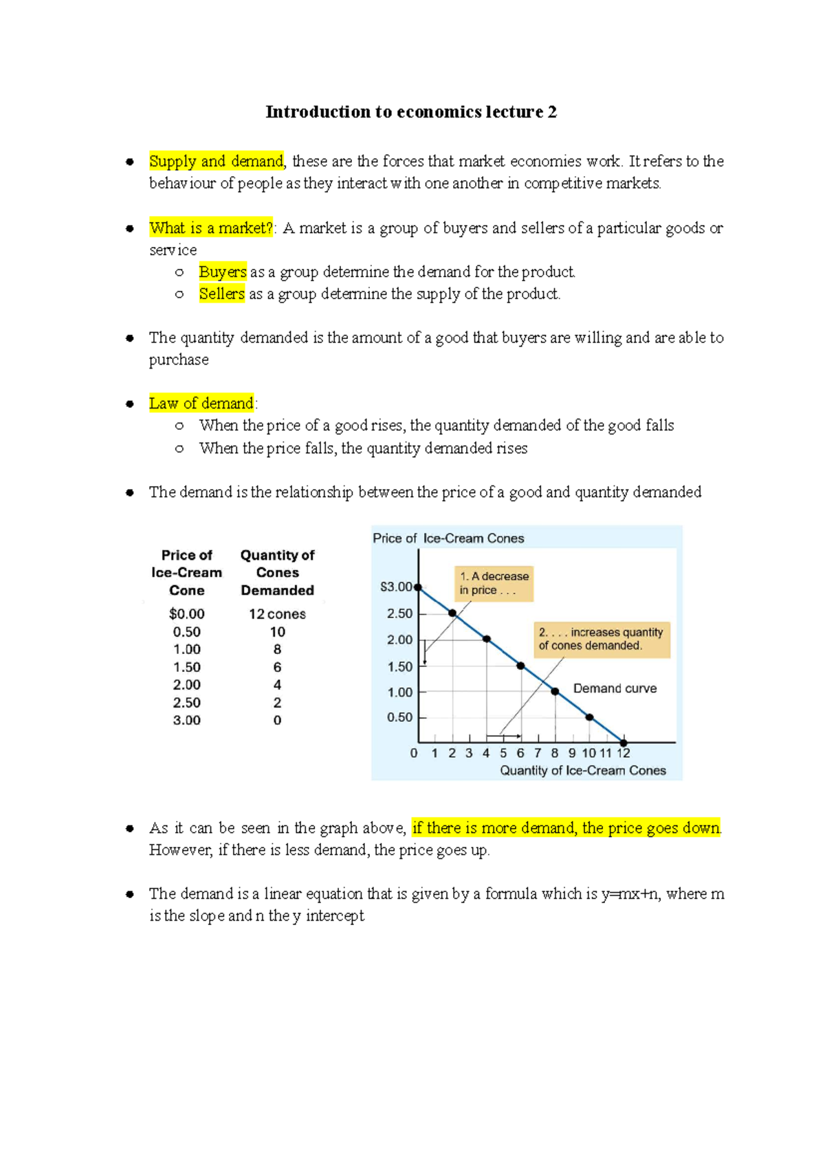 Introduction to Economics Lecture 2: Demand and Supply Dynamics - Studocu