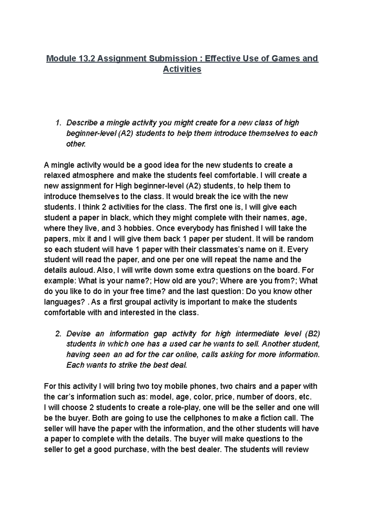 Module 13 - Module 13 Assignment Submission : Effective Use of Games ...