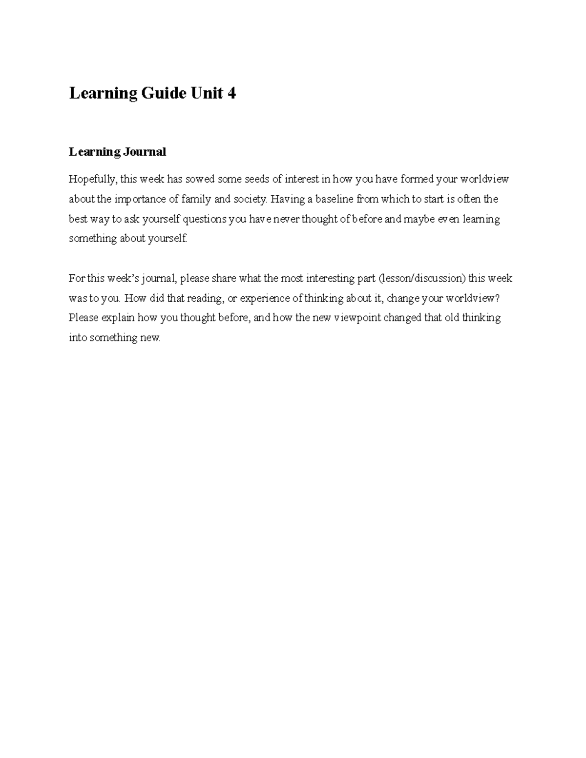 Unit 4 Learning Journal Reflection - PHIL 1402 - Studocu