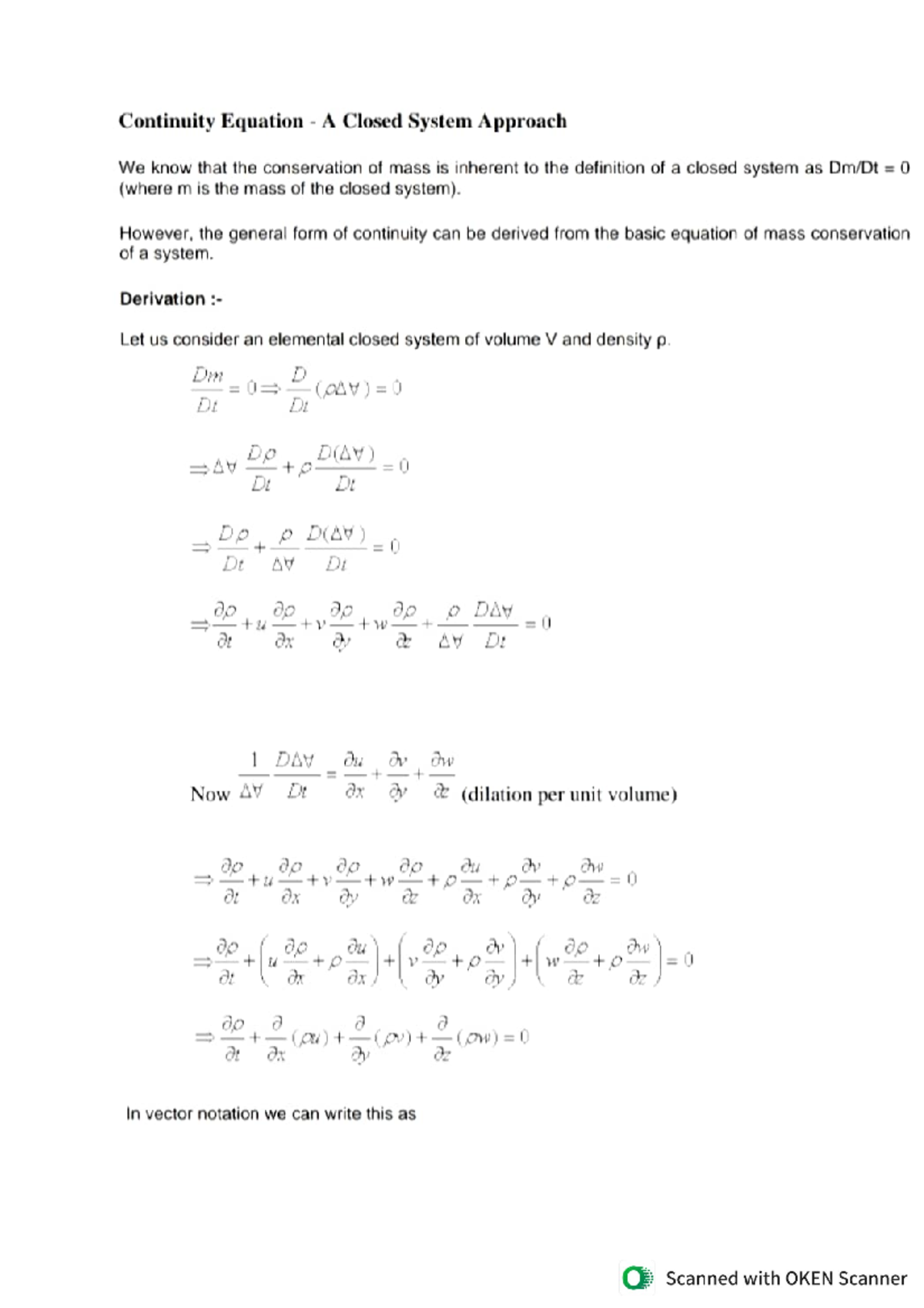 Fluid Mechanics Lecture Notes- Continuity Equation, Stokes Stream ...