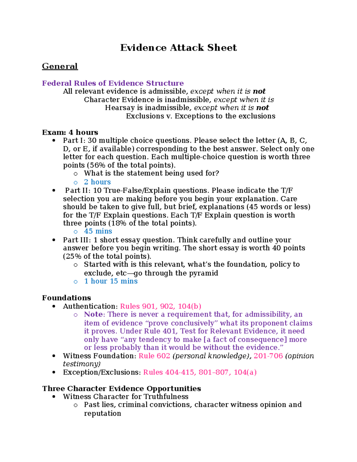 Federal Rules of Evidence: Key Principles for Exam Preparation - Studocu