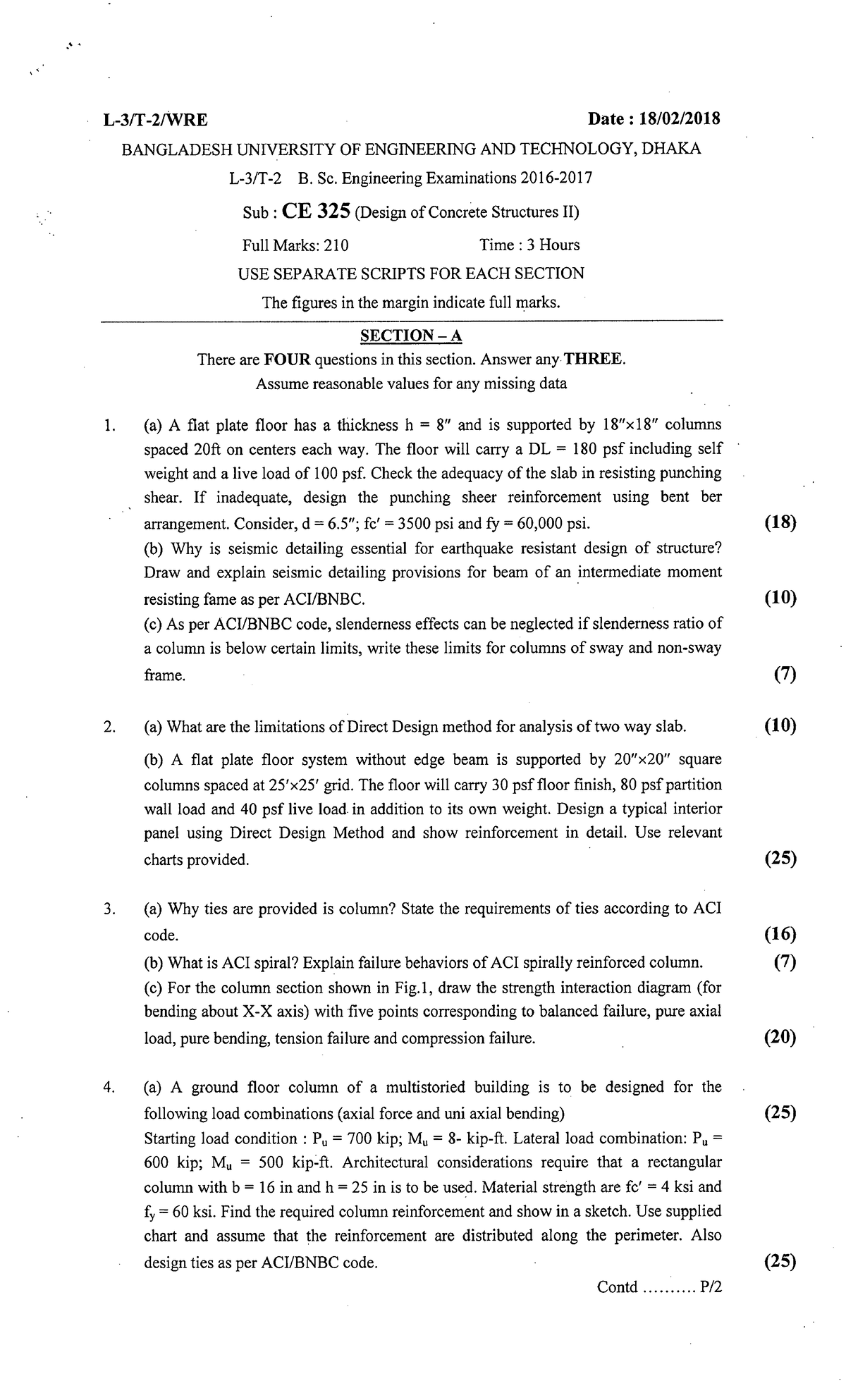 WRE 303 (Hydrology) Exam Paper - B.Sc. Engineering 2016-2017 - Studocu