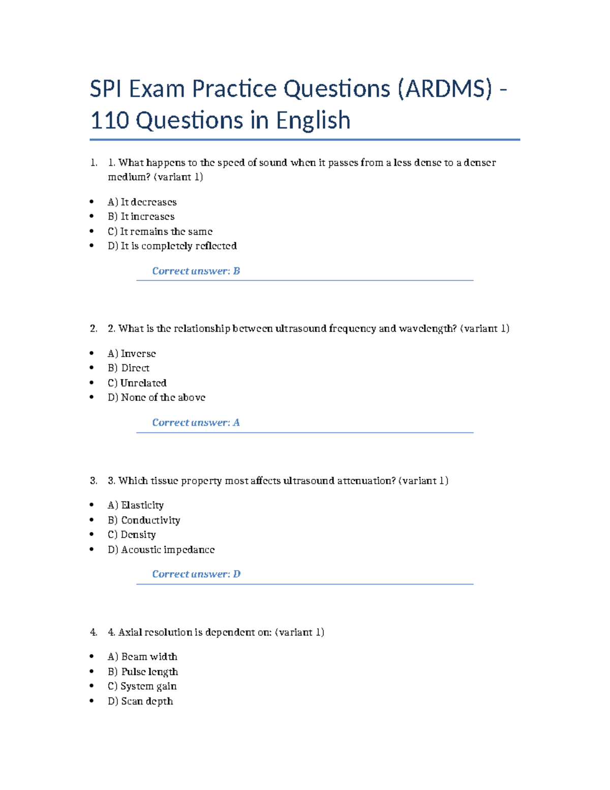 SPI Exam Practice Questions: 110 Questions in English - Studocu