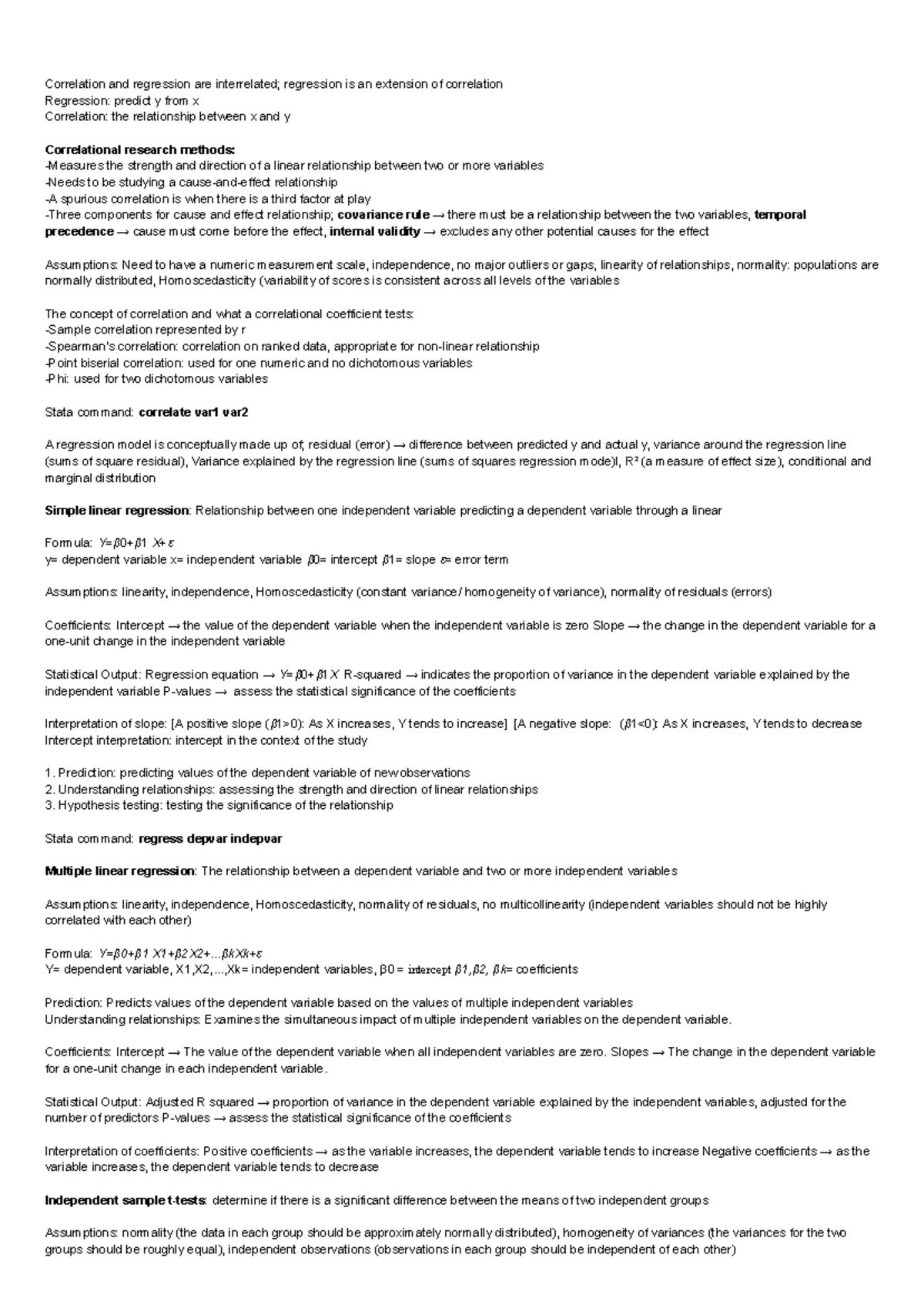 Psyu2248 cheat sheet - Correlation Design: relationship between X and Y ...