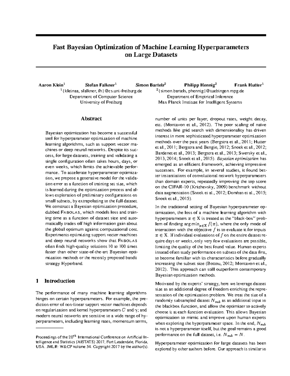 Fast Bayesian Optimization of Machine Learning Hyperparameterson Large ...