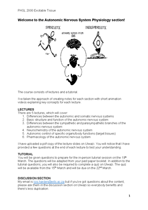 PHSL 2004 - Wits University - Physiology (For Medicine and Biomedical ...