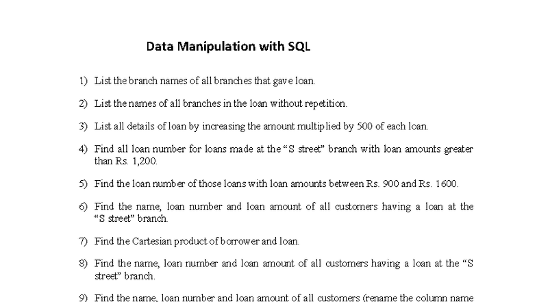 Lab 12 DML Queries: SQL Data Manipulation Techniques - Studocu