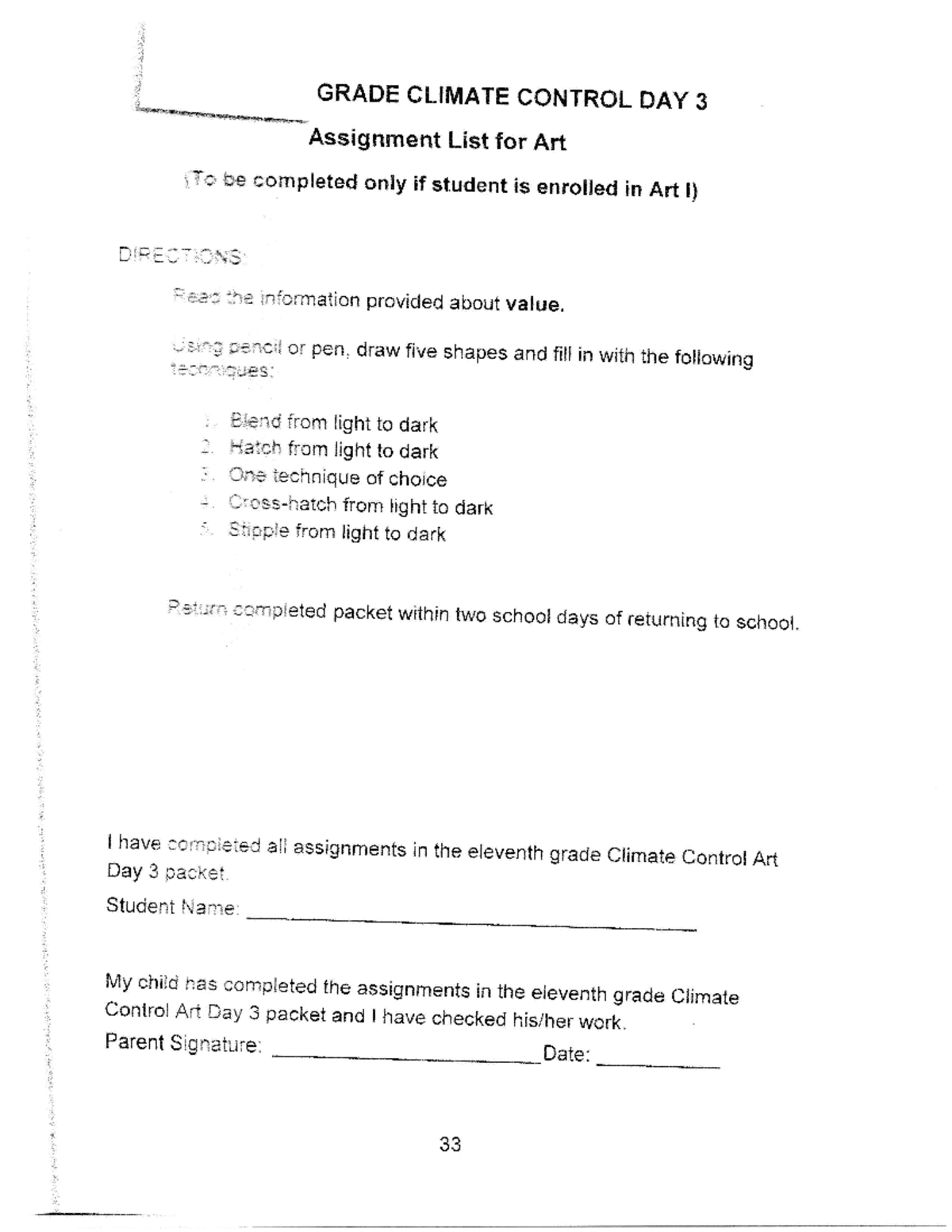 CC Day 3 - Notes - GRADE CLIMATE CONTROL DAY 3 Assignment List for Art ...