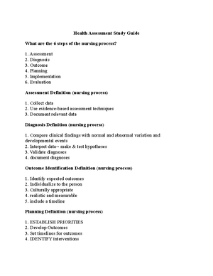 NUR2092 Health Assessment concept guide for final exam sum 2022 ...