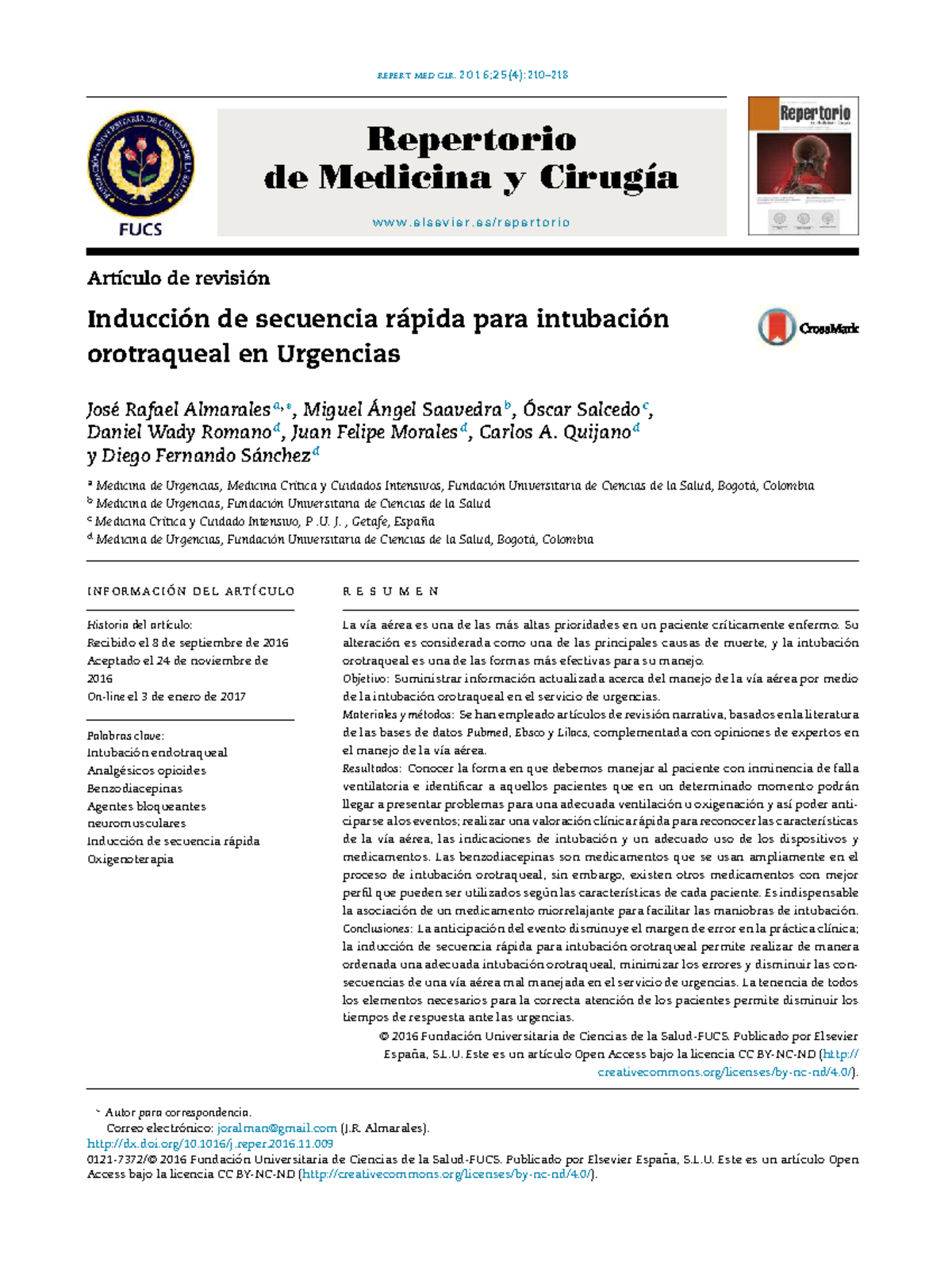 Repert med cir. 2 0 1 Inducción de Secuencia Rápida para Intubación ...