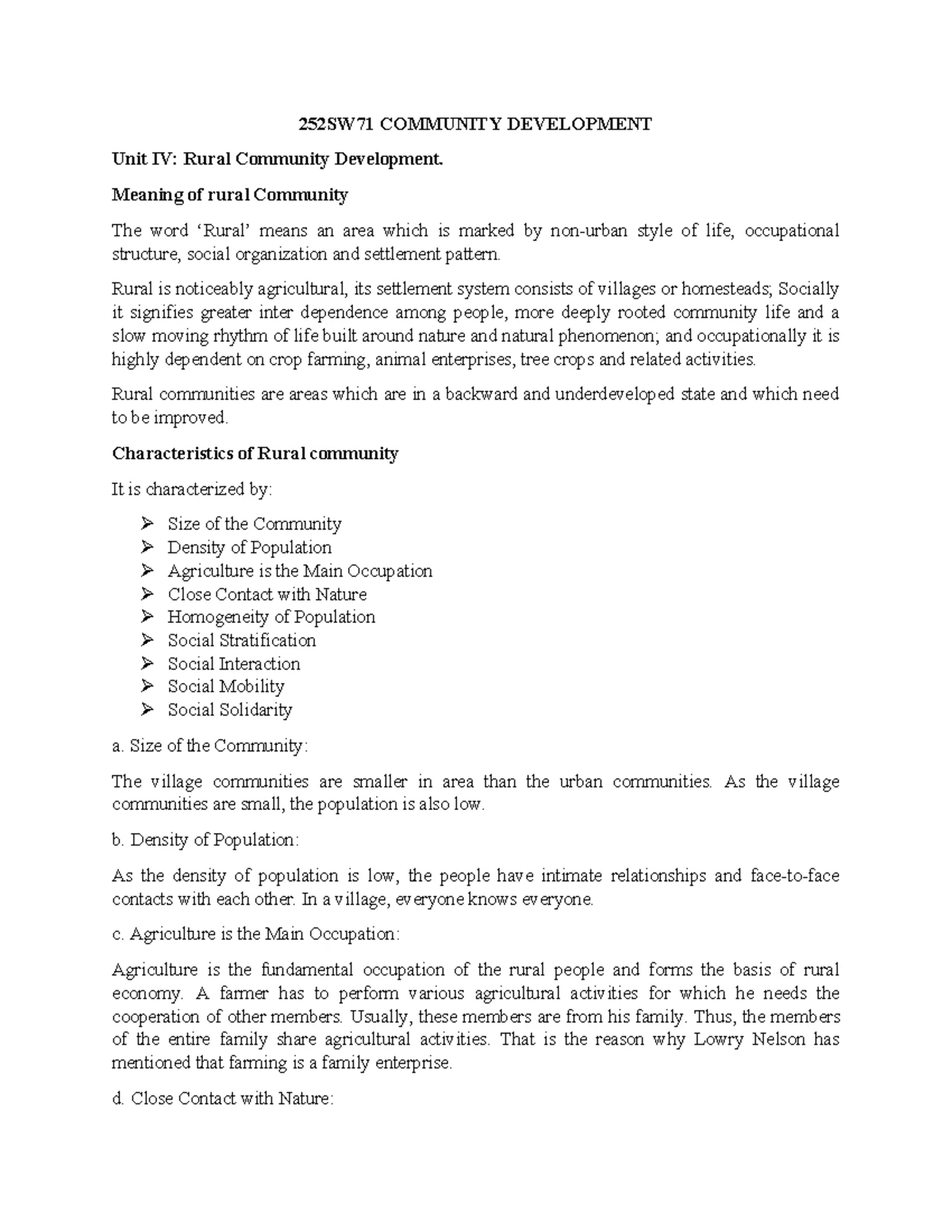 252 SW 71 Community Development Course Outline and Objectives - Studocu