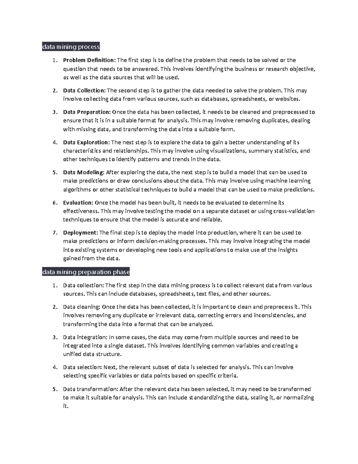 Data Mining Process Overview - Key Steps & Considerations - Studocu