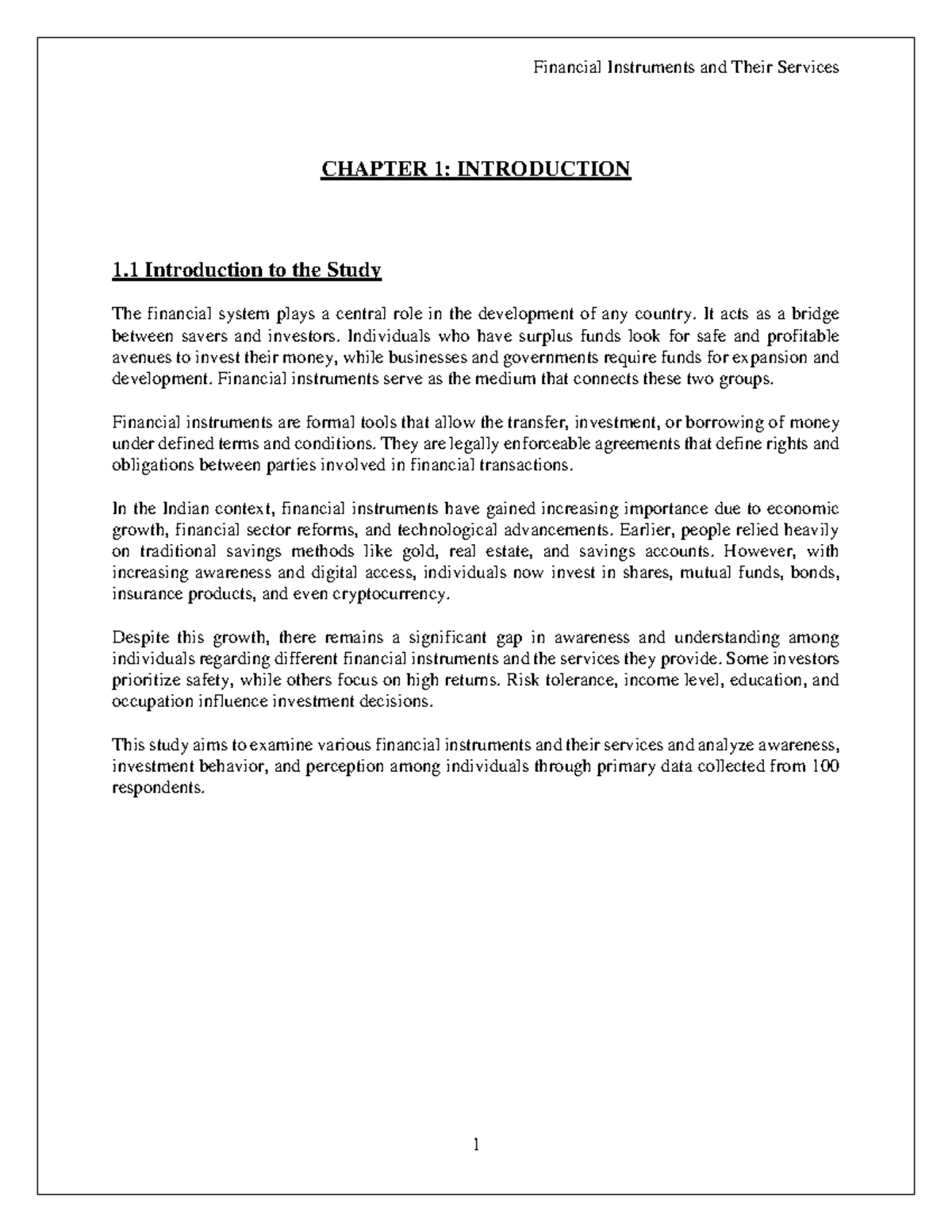 Financial Instruments and Their Services: Chapter 1 Overview - Studocu