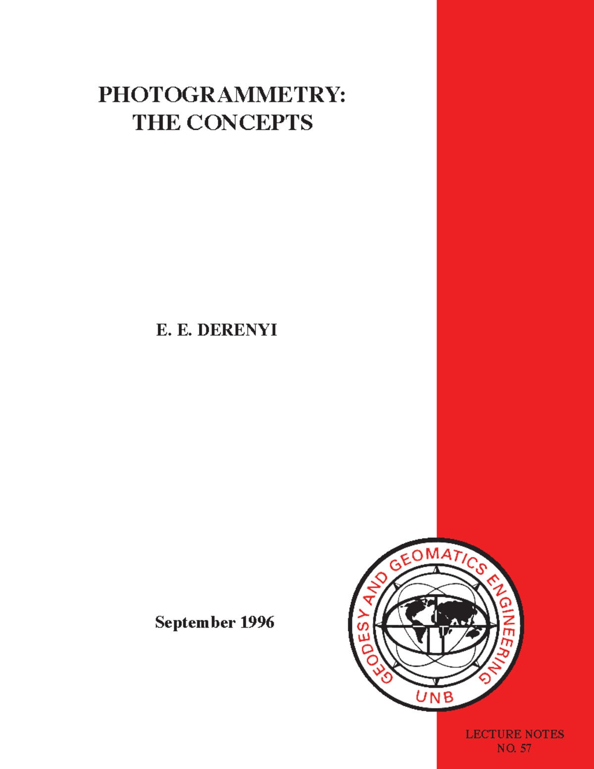 LN57 - Photogrammetry Concepts: Lecture Notes by E. E. Derenyi - Studocu