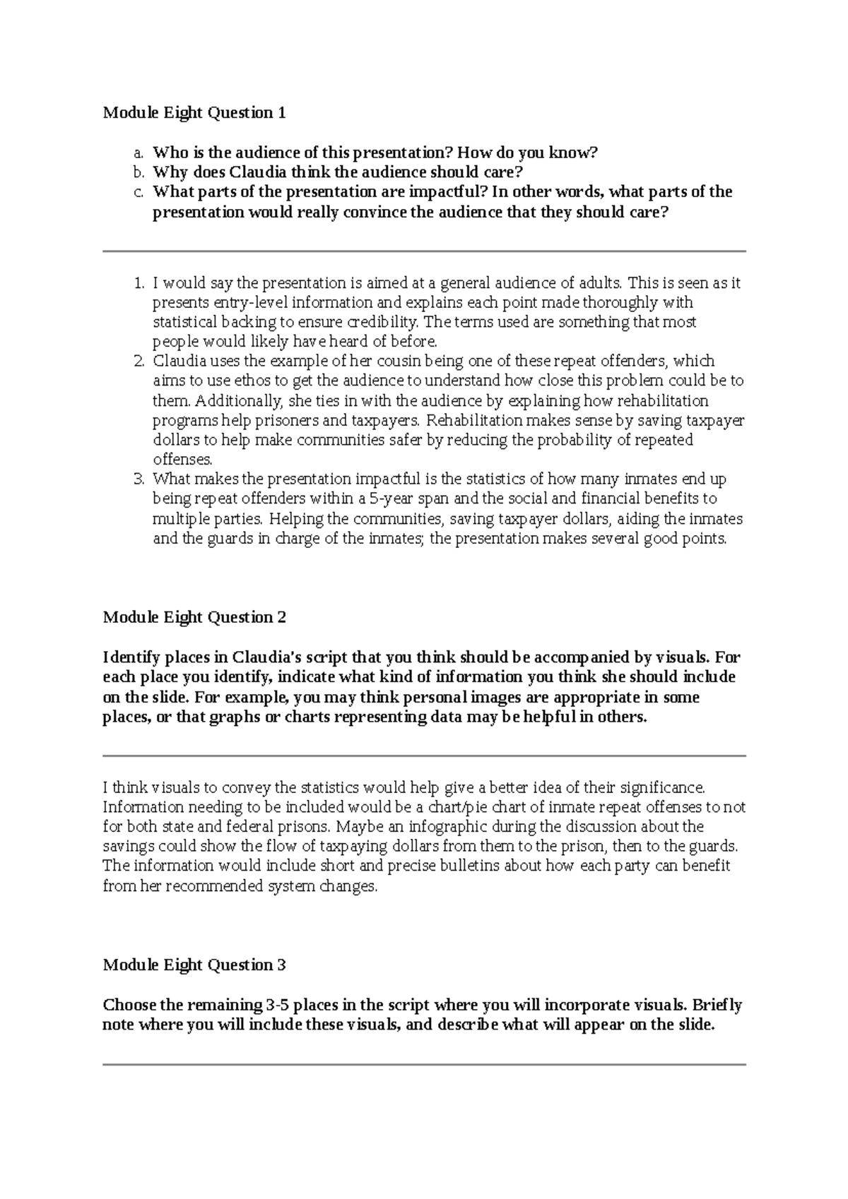 SCS 200 Module 8 Presentation Short Responses and Visuals Guide - Studocu