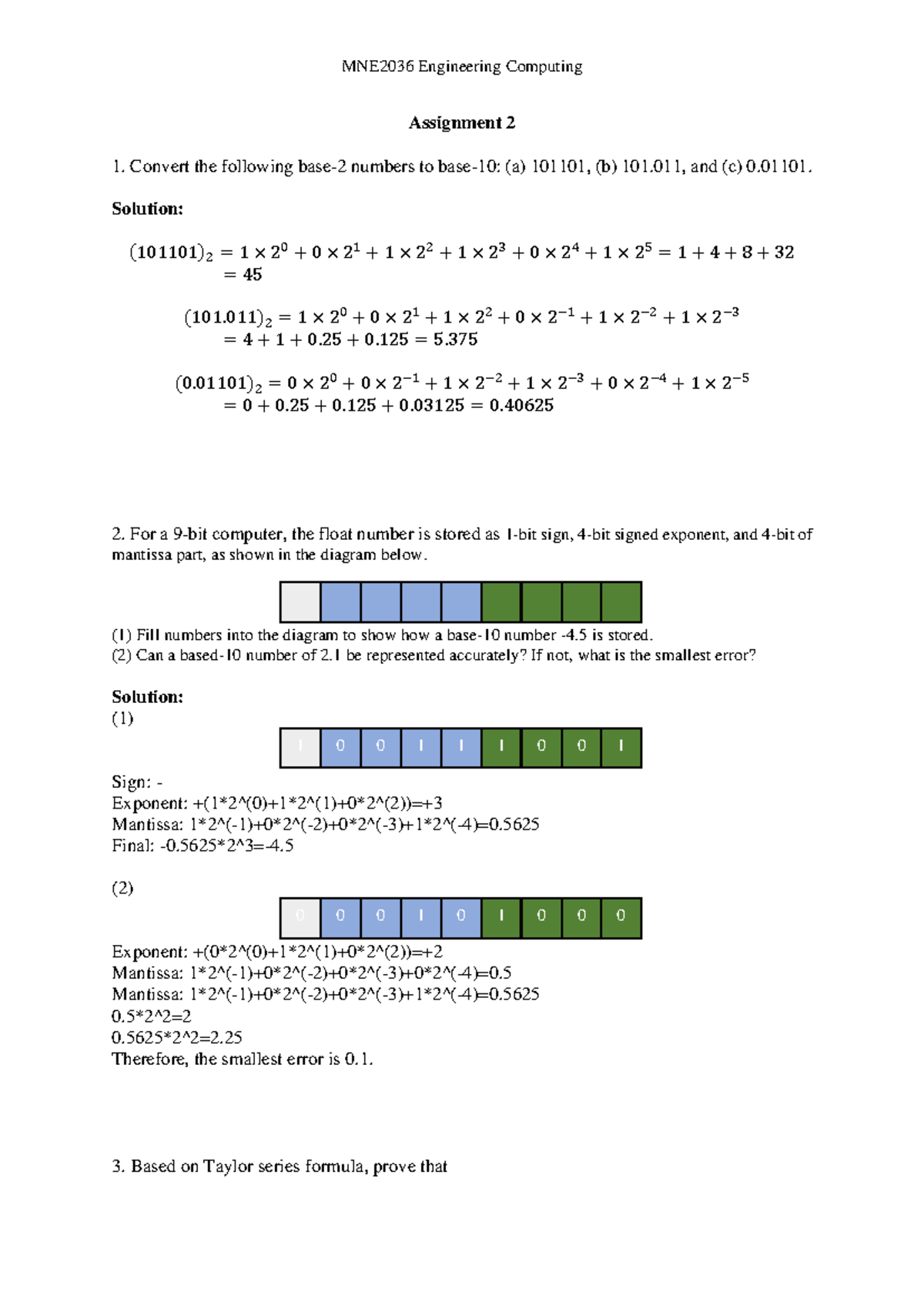 MNE2036 Engineering Computing Assignment 2 Solutions and Analysis - Studocu