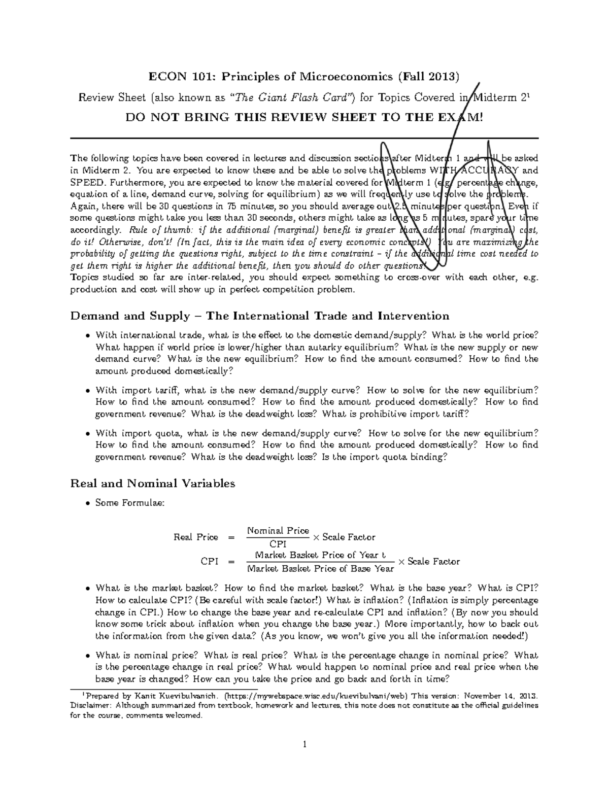Midterm 2 Review Sheet for ECON 101: Principles of Microeconomics - Studocu