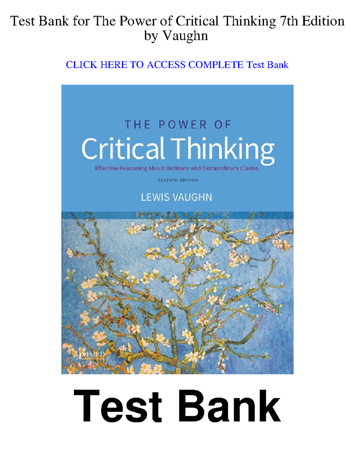 Test Bank for The Power of Critical Thinking (7th Ed) - Chapter 2 - Studocu