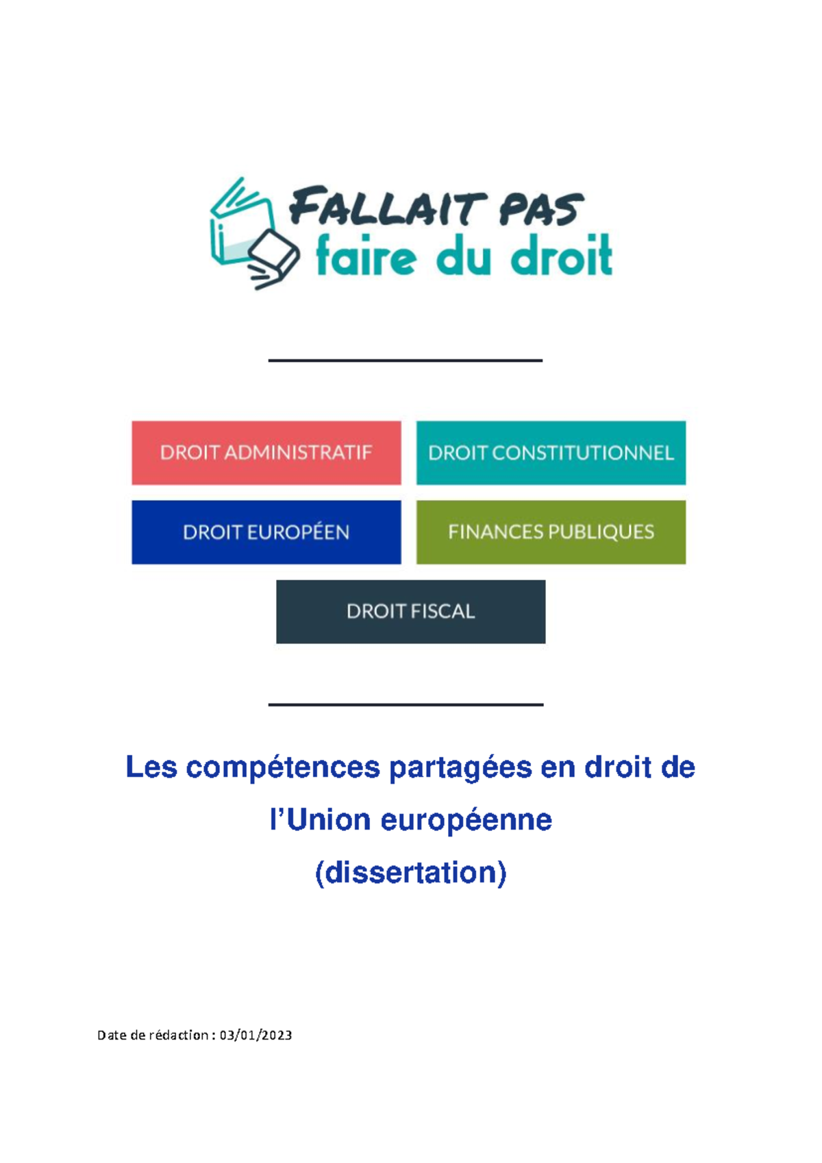 Compétences Partagées en Droit de l'Union Européenne - Dissertation ...