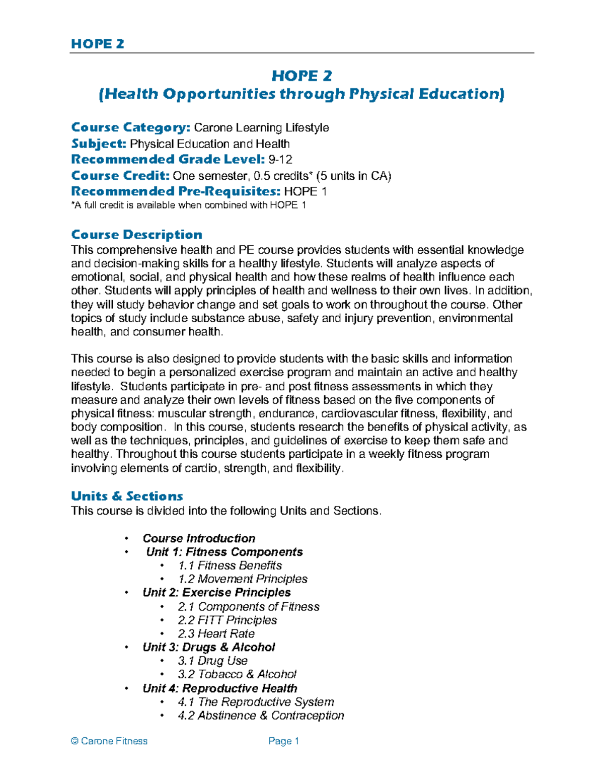 Edgenuity HOPE 2 Syllabus: Health & PE Course Overview - Studocu
