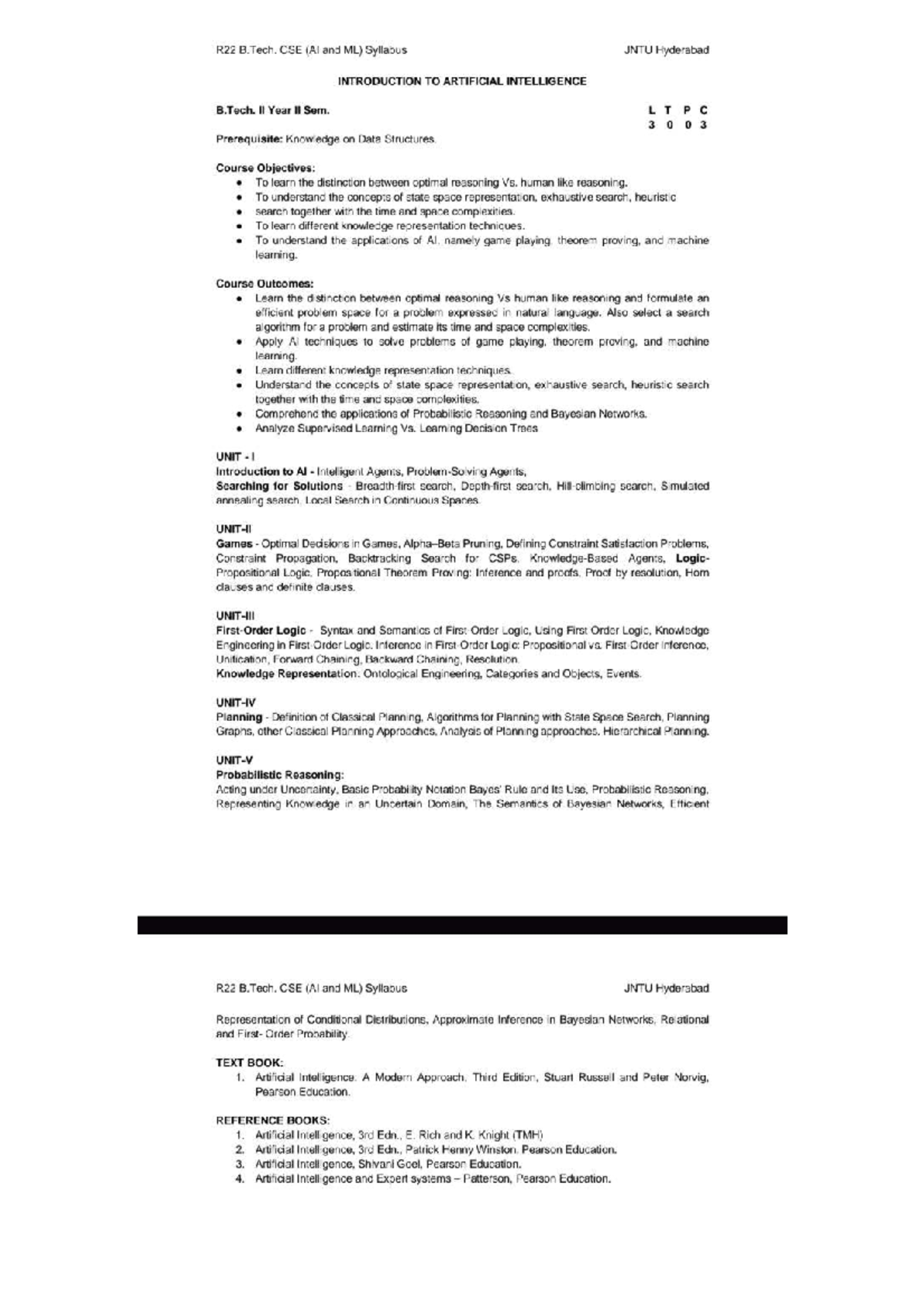 CSE R22: Intro to Artificial Intelligence Syllabus for AI and ML - Studocu