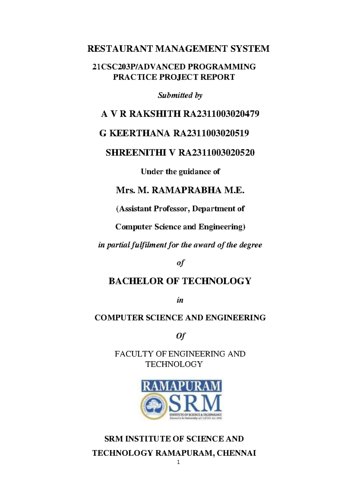 REST211CSC203P Final Project Report - Restaurant Management System ...