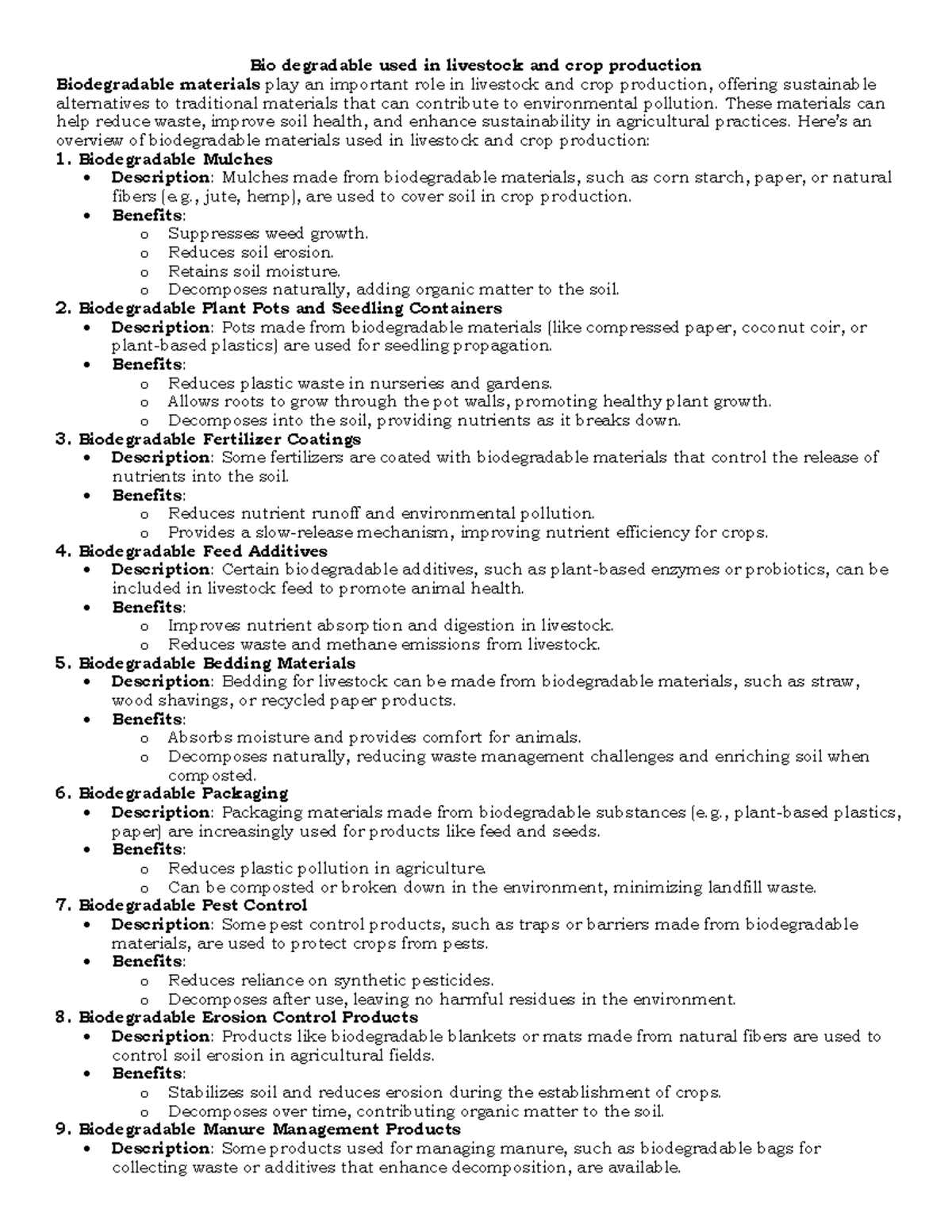 APP 2307 Notes Set 2 - Biodegradable Materials in Animal Health and ...