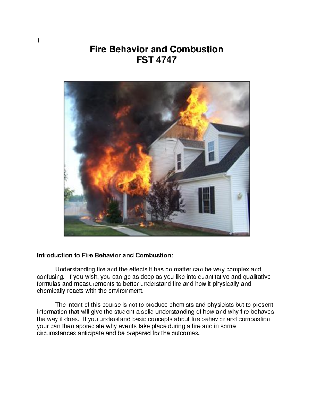 Understanding Fire Behavior and Combustion: FST 4747 Overview - Studocu
