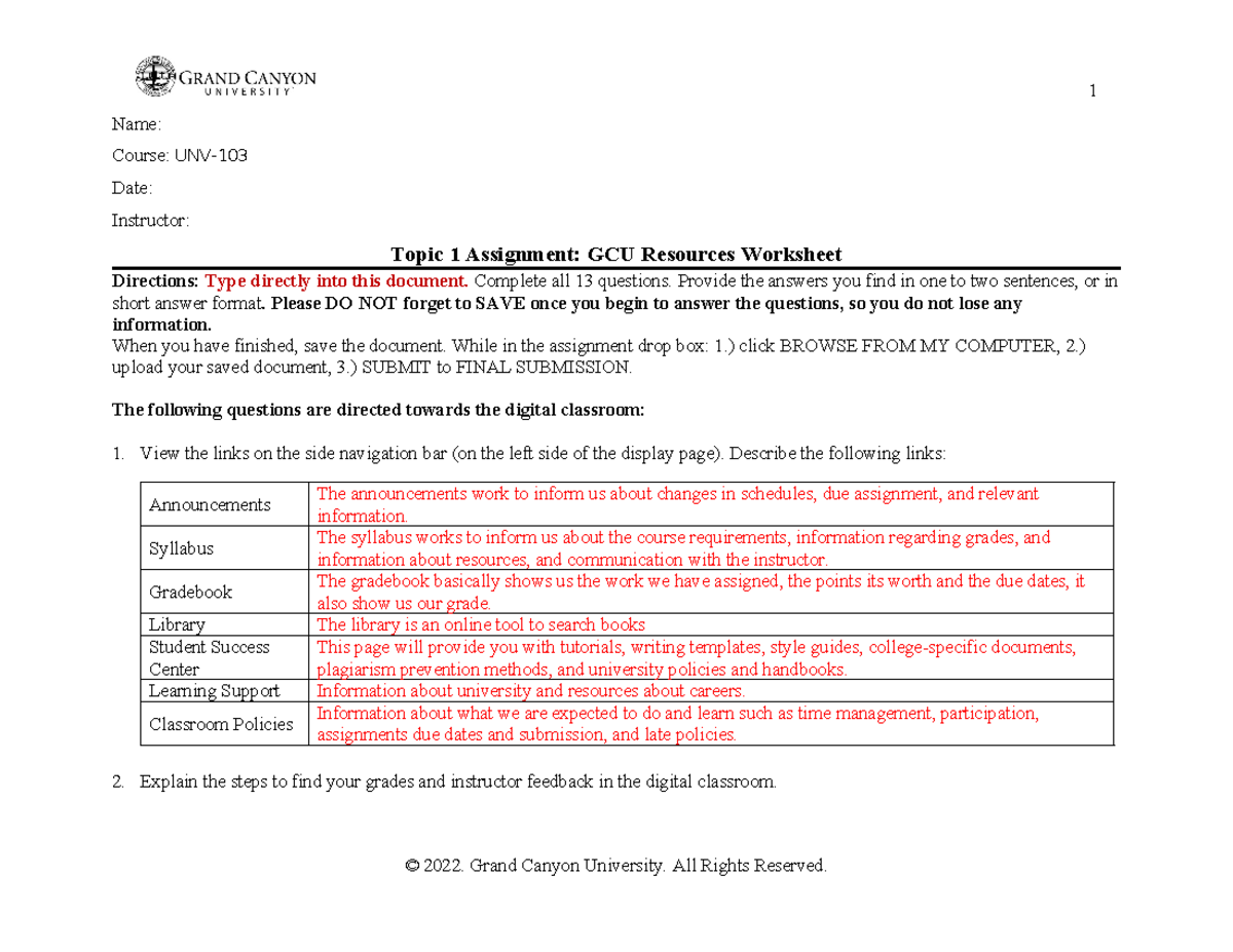 UNV-103-RS-T1 - GCU Resources Worksheet Assignment Completion - Studocu