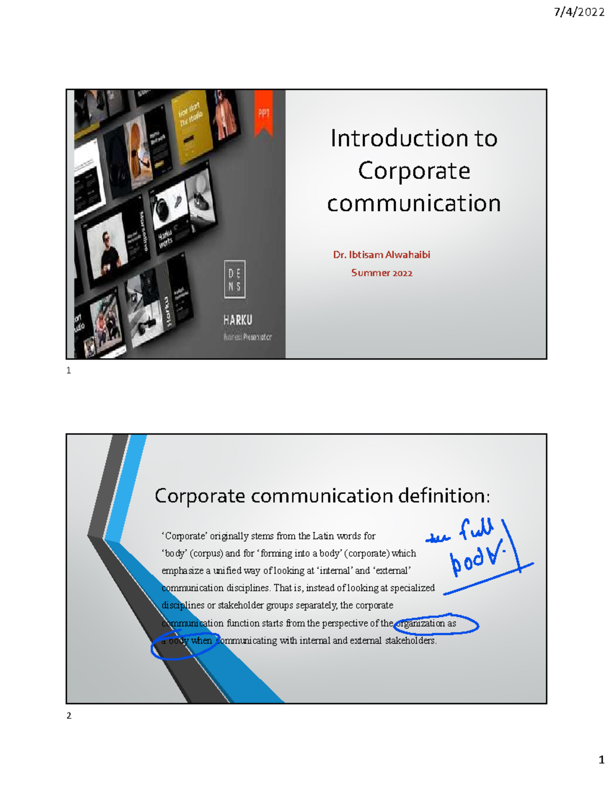 Ch 1 - Lecture Slides on Corporate Communication Concepts - Studocu