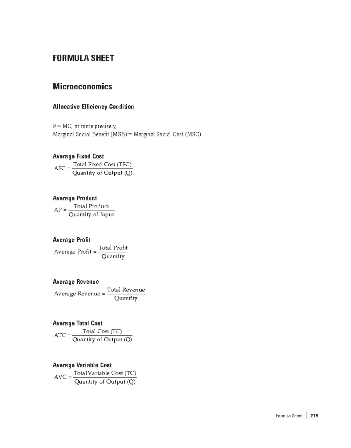 Formula Sheet for Microeconomics & Macroeconomics (Econ) - Studocu