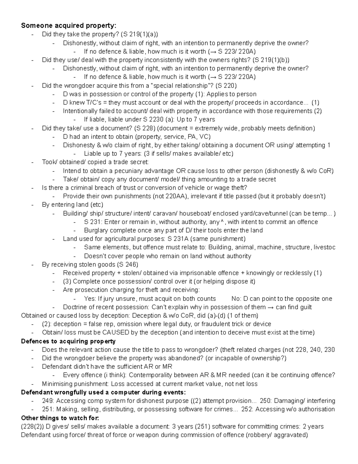 Laws418 Final Exam: Issue Spotting on Property Acquisition and Theft ...