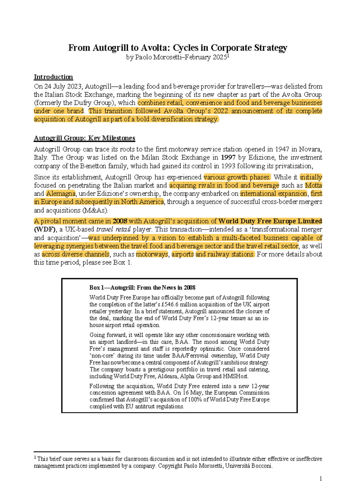 Avolta Case Study: Corporate Strategy Evolution (20251) - Studocu