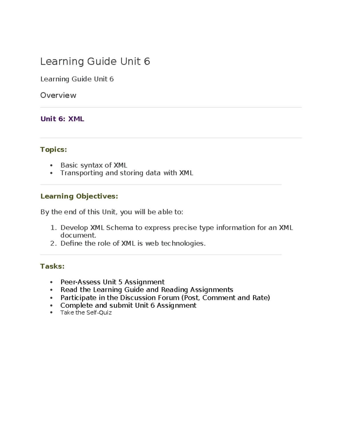 Learning Guide Unit 6 - Web programming - Learning Guide Unit 6 ...