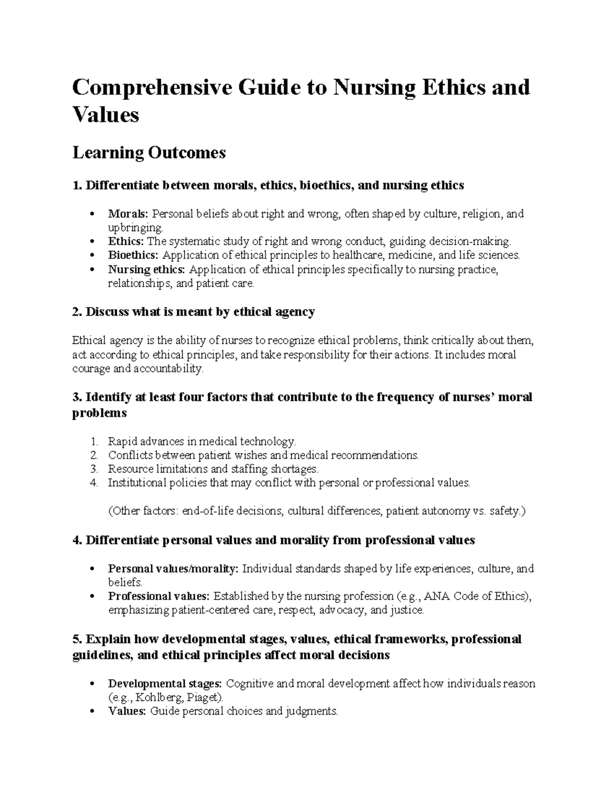 NUR 301: Comprehensive Overview of Nursing Ethics and Values Principles ...