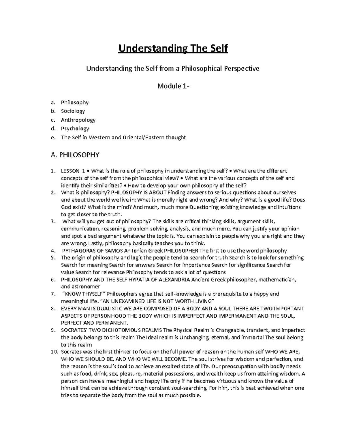 GE 1 - 2 PDF - N/A - Understanding The Self Understanding the Self from ...